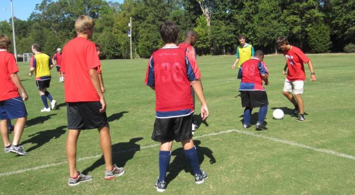 Bulldog soccer team volunteers for the TOPS Soccer Program in Ridgeland