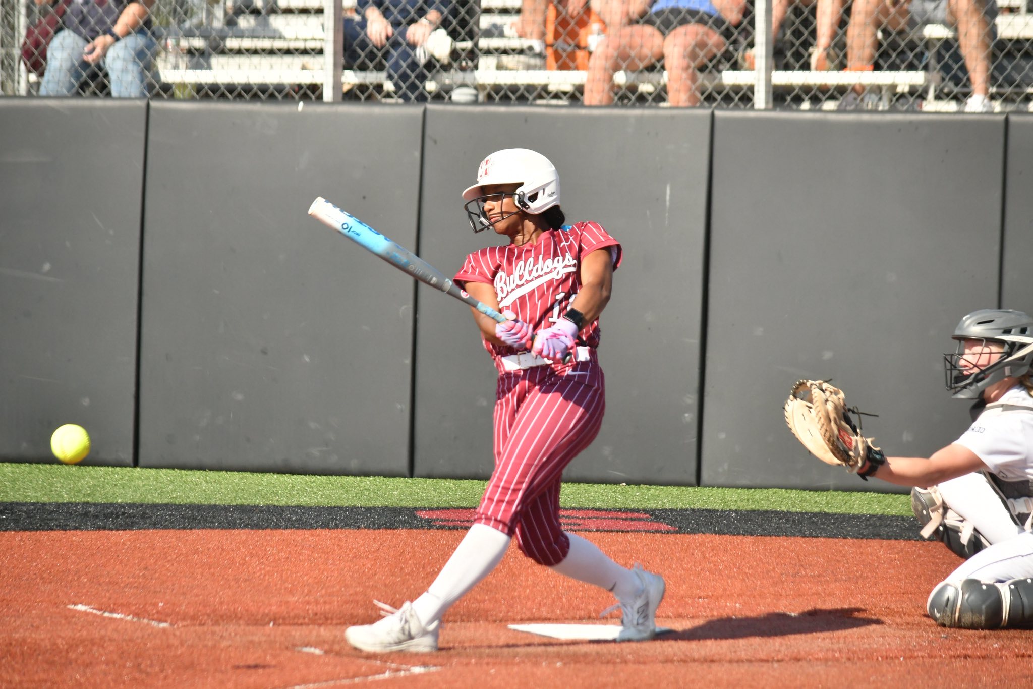Kamiyah Stephens delivers for the Lady Bulldogs earlier in the season. She had three-run homerun against Delta in the last MACCC DH in Goodman.
